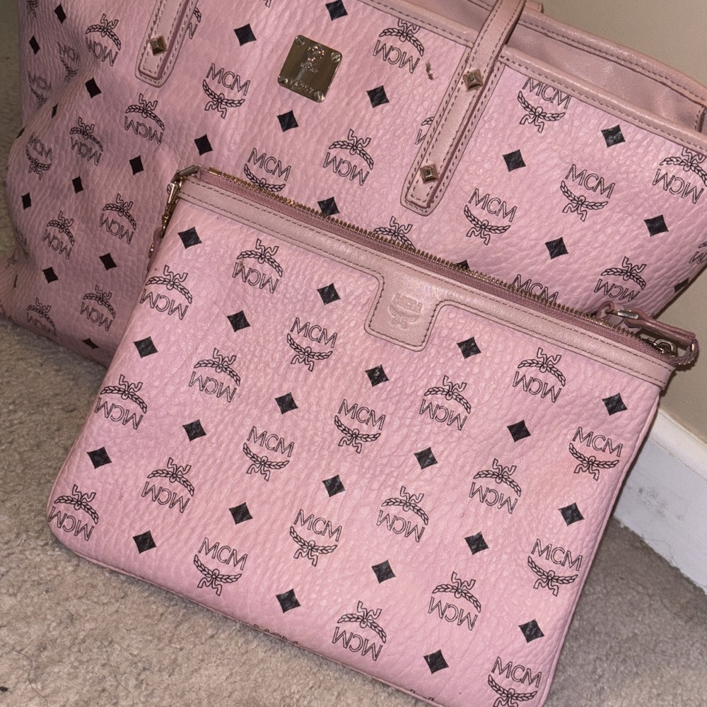 MCM Pink Monogram Tote Collection